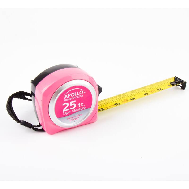 Cinta métrica Apollo de 25 pies en color rosa - DT5002P
