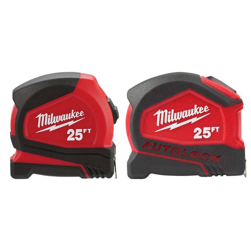 Milwaukee Cinta Métrica Compacta Auto-Lock de 25 pies en SAE con 9 pies de alcance destacado y Cinta Métrica Compacta de 25 pies en SAE - 48-22-6825-48-22-6625