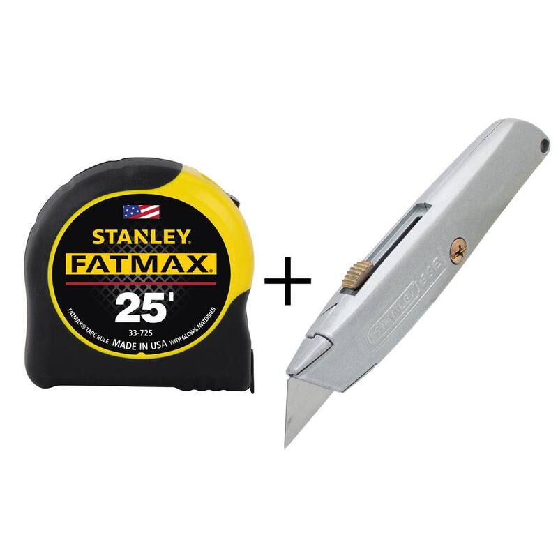 Stanley FATMAX Cinta Métrica de 25 pies x 1-1/4 pulgadas con cuchillo retráctil clásico de bonificación - 33-725WRBK