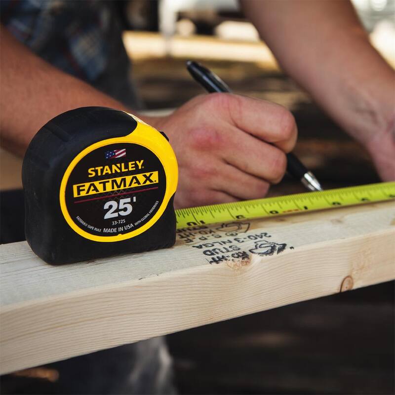 Stanley FATMAX Cinta Métrica de 25 pies x 1-1/4 pulgadas con cuchillo retráctil clásico de bonificación - 33-725WRBK
