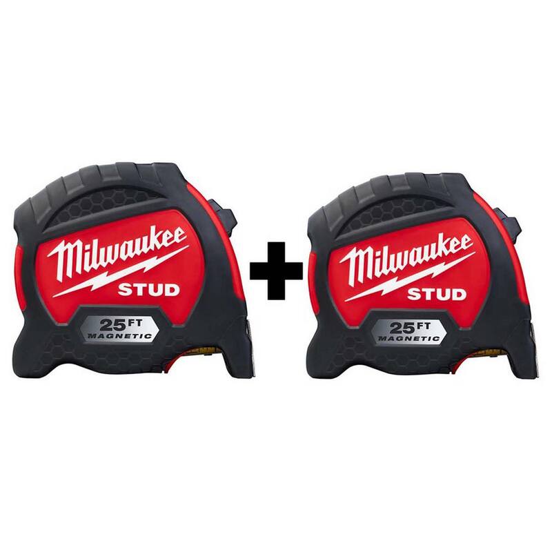 Milwaukee Cinta Métrica Magnética del Taladro Gen II de 25 pies x 1.3 pulg. con 14 pies de Alcance (Paquete de 2) - 48-22-9725M-48-22-9725M