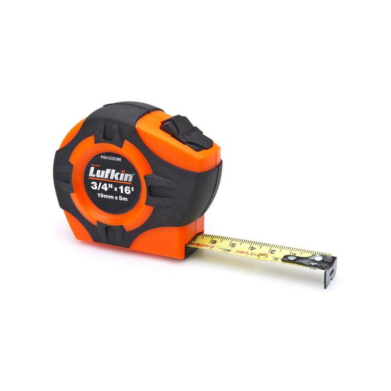 Cinta métrica de retorno de potencia con hoja A30 de 3/4 de pulgada x 5m/16 pies en naranja de alta visibilidad SAE/Métrico con recubrimiento amarillo de la serie P1000 de Crescent Lufkin - PHV1035CMEN