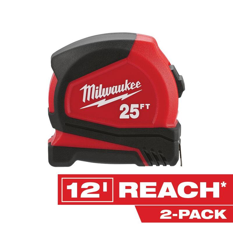 Milwaukee 25 ft. Cinta Métrica Compacta (paquete de 2) - 48-22-6625-2X
