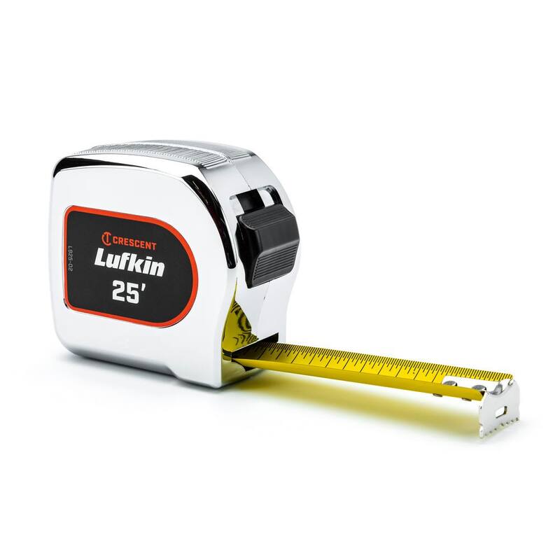 Cinta métrica recubierta de amarillo en caja de cromo de 25 pies y 1-1/8 in. - L925-02 de Crescent Lufkin.