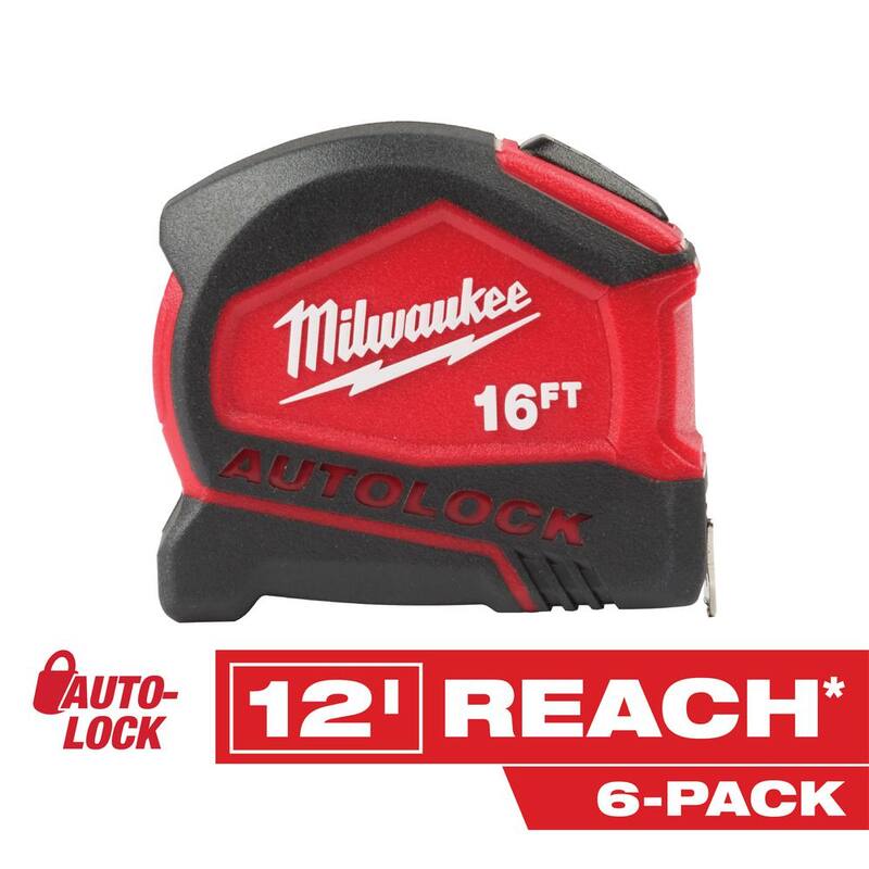 Milwaukee Cinta Métrica Compacta de Bloqueo Automático de 16 pies (paquete de 6) - 48-22-6816-6X