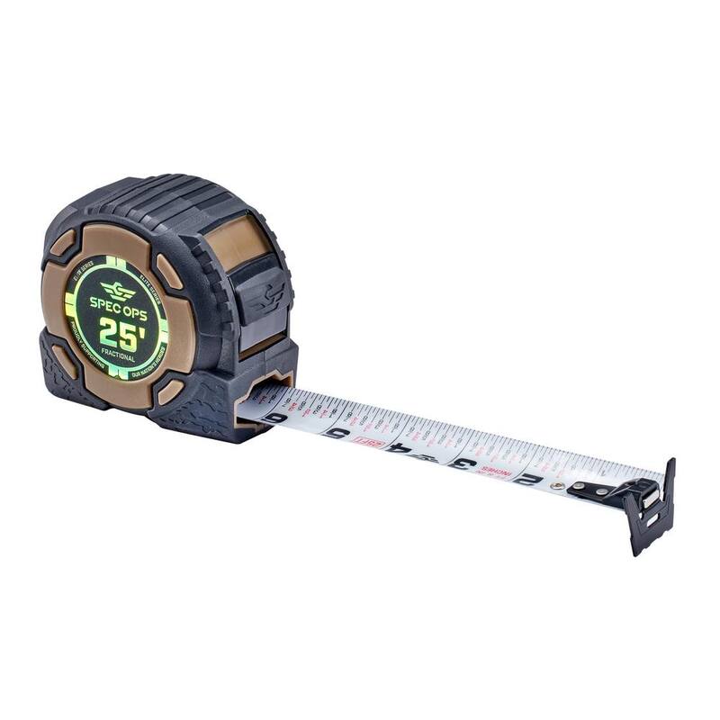 SPEC OPS 25 ft. Cinta Métrica Magnética de la Serie Elite, Hoja de Doble Cara de 1 1/4 pulgadas, Incluye Marcas Fraccionarias, Alcance de 12 pies - SPEC-PTM25M-F