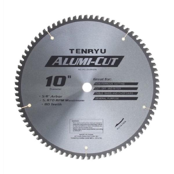 Tenryu 10in Alumi-Cut Clean Non-Ferrous Blade 80T 5/8in Arbor - AC-25580DN