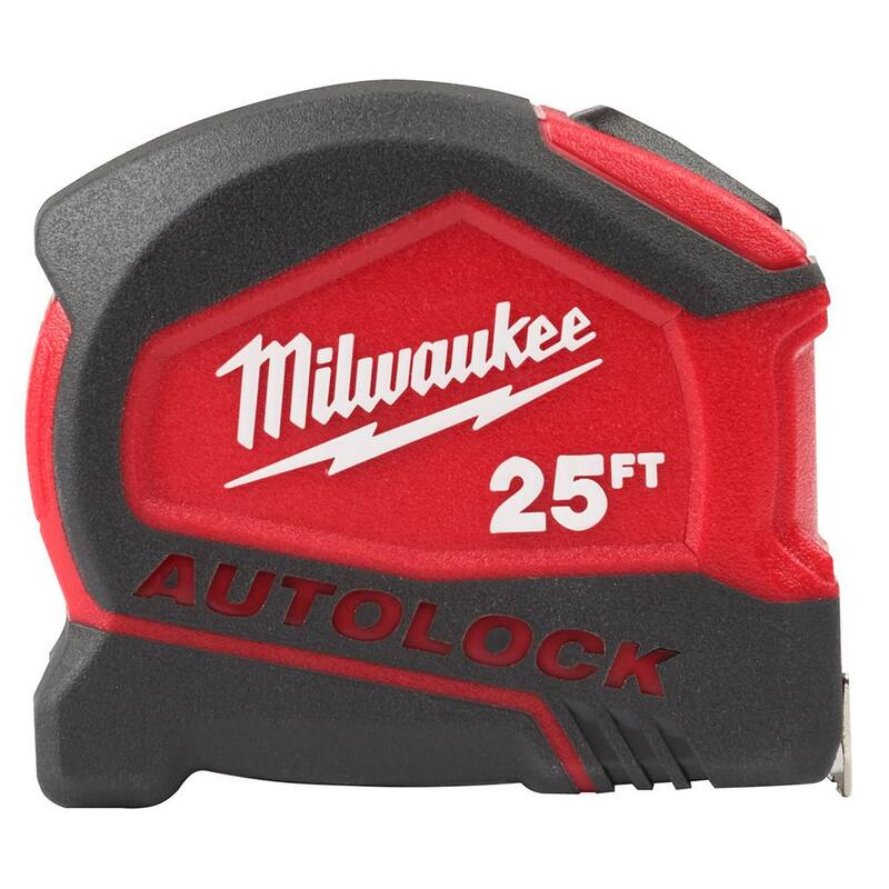 Milwaukee Cinta Métrica de Bloqueo Automático Compacta de 25 ft. SAE con Escala Fraccional y 9 ft. de Resalte con Set de Desarmadores - 48-22-6825-48-22-2710