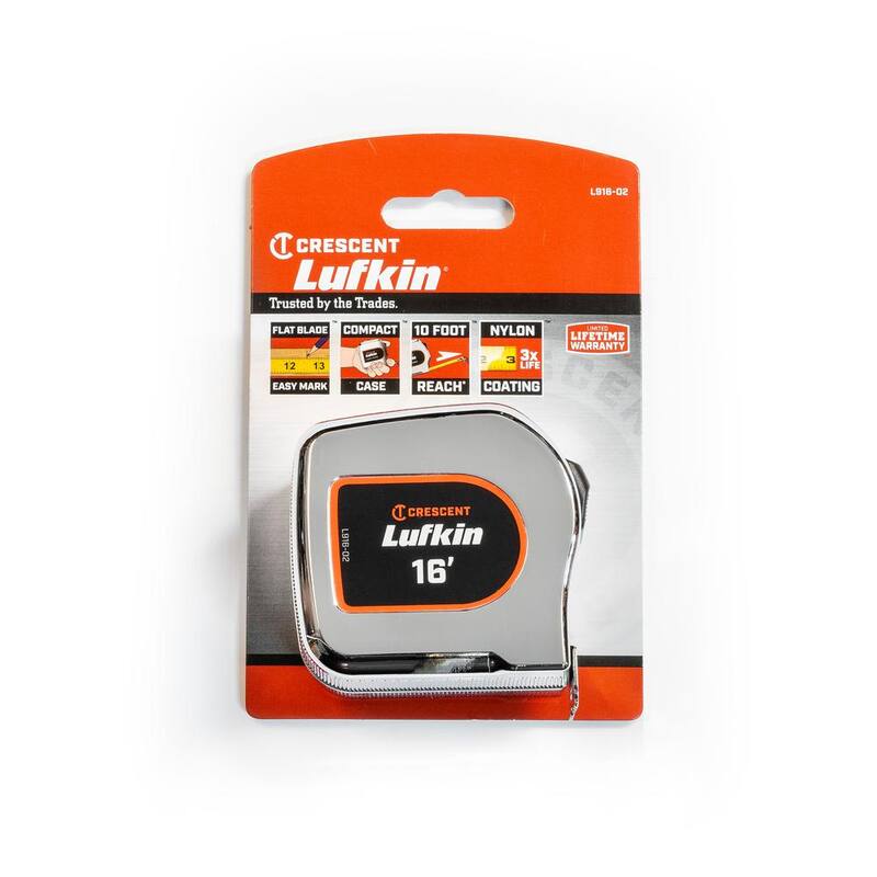 Cinta métrica amarilla con carcasa cromada de 1 pulgada x 5 metros/16 pies Crescent Lufkin - L916CME-02