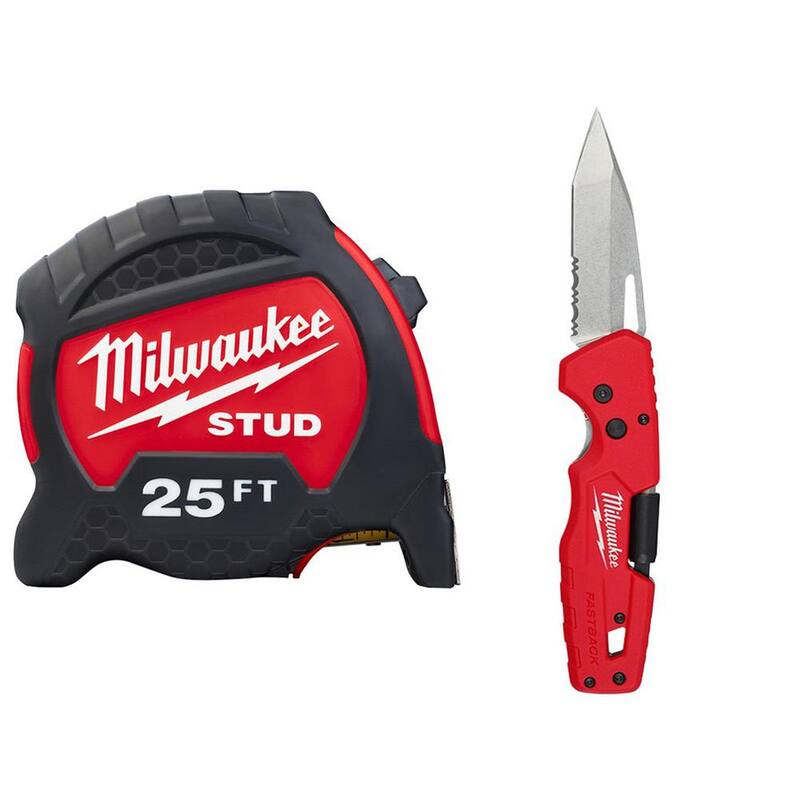 Milwaukee 25 ft. x 1.3 in. Gen II STUD Cinta Métrica con Cuchillo Plegable Fastback 5-en-1 - 48-22-9725-48-22-1540