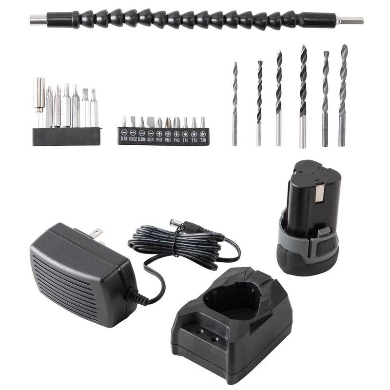 XtremepowerUS Taladro inalámbrico de 12 voltios Li-Ion de 1-9/16 pulgadas con tamaño de mandril, destornillador eléctrico con cargador de batería de 2 Ah y estuche - 47518