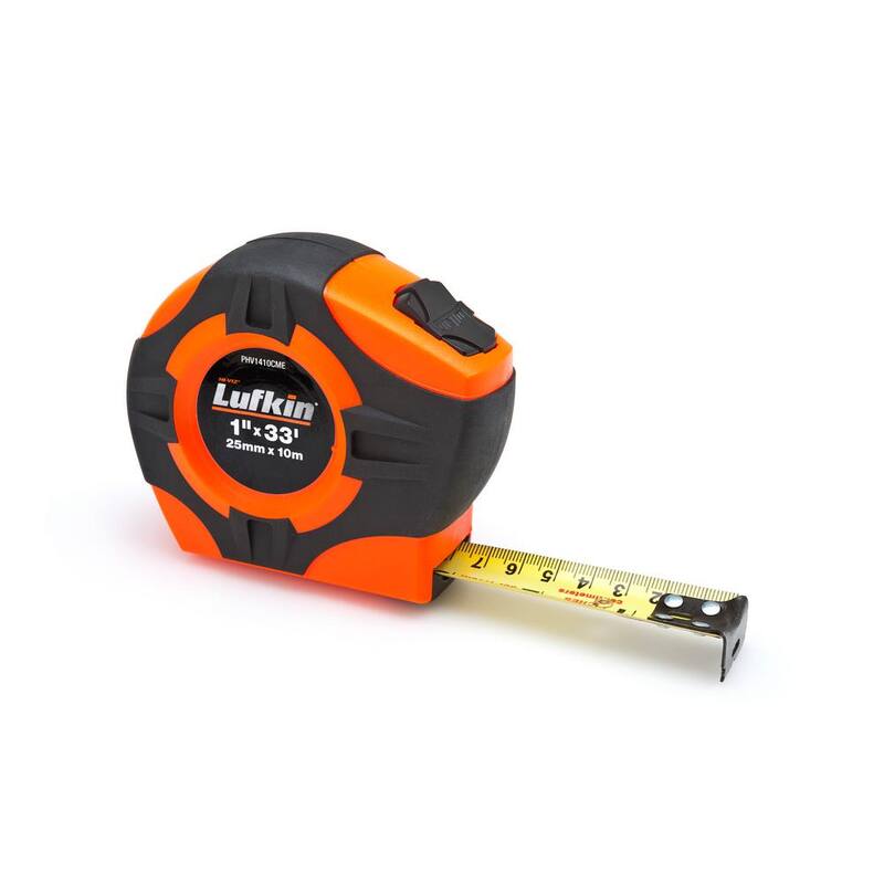 Cinta métrica de retorno de potencia Blade de la serie P1000 de Crescent Lufkin de 1 pulgada x 10 m/33 pies SAE/métrica con revestimiento amarillo A30 - PHV1410CMEN
