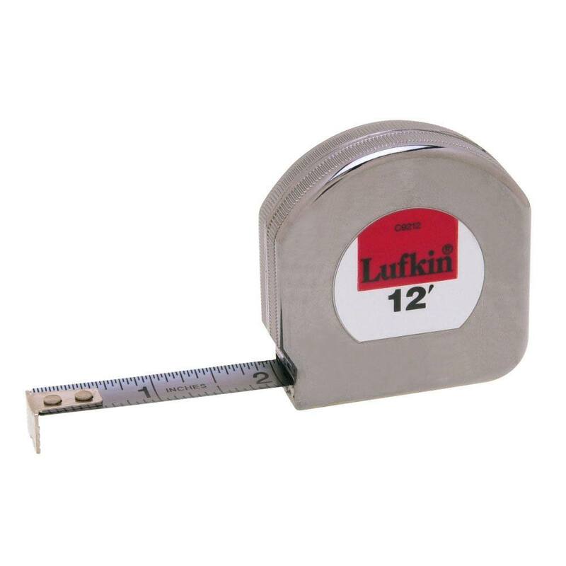 Cinta métrica de cromo de Lufkin Crescent de 1/2 pulgadas x 12 pies - C9212