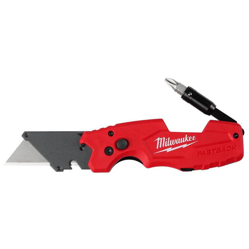 Milwaukee 25 pies x 1-3/16 pulgadas Cinta métrica de hoja ancha compacta con alcance de 15 pies con cuchillos utilitarios plegables FASTBACK 6 en 1 con cuchilla - 48-22-0425-48-22-1505.