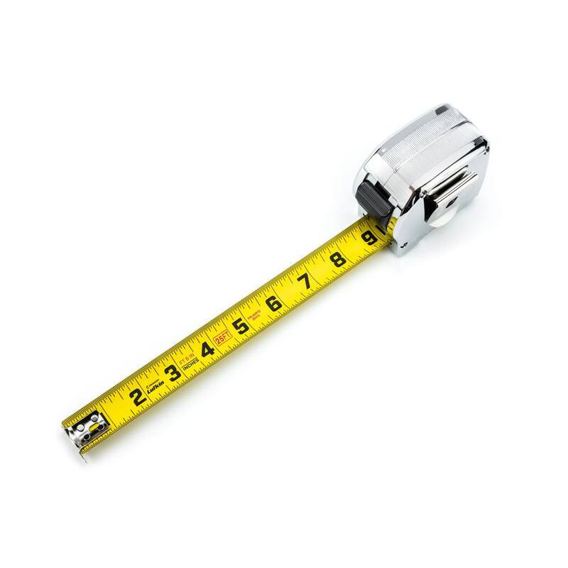 Cinta métrica amarilla revestida de cromo de 1/2 pulg. x 12 ft. en estuche - L912-02