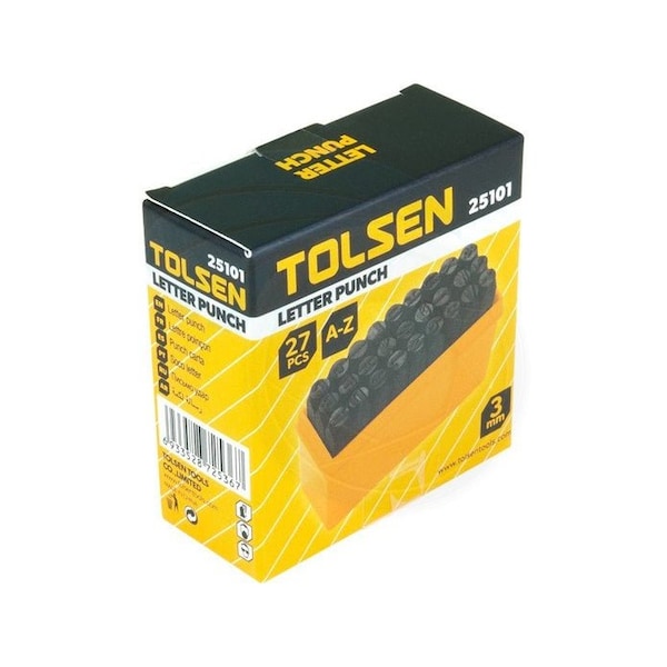 Tolsen Steel Punch Stamp Die Set Metal Tool Letters A-Z 27-Piece Set 3mm - 25101