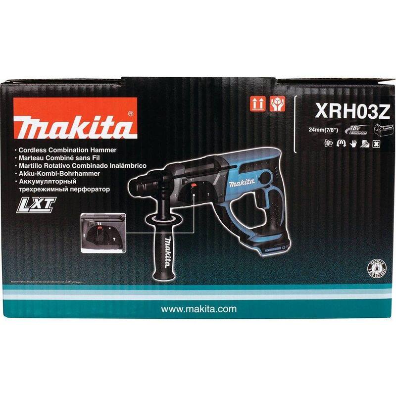 Rotomartillo inalámbrico SDS-Plus de concreto/mampostería Makita 18V LXT de 7/8 pulgadas con batería de iones de litio (Sólo la Herramienta) - XRH03Z.