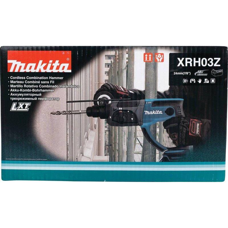 Rotomartillo inalámbrico SDS-Plus de concreto/mampostería Makita 18V LXT de 7/8 pulgadas con batería de iones de litio (Sólo la Herramienta) - XRH03Z.