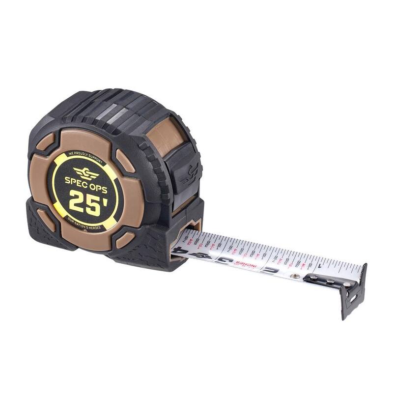 Cinta métrica de la serie Elite SPEC OPS de 25 ft, hoja de 1 1/4 in de doble cara, 12 ft de longitud, estuche compuesto de grado militar - SPEC-PTM25