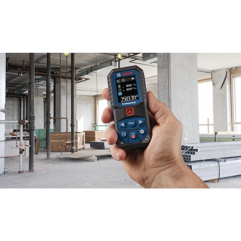 Bosch BLAZE 165 pies. Herramienta de medición de cinta láser con batería de doble potencia, pantalla a color y redondeo de medidas - GLM165-22