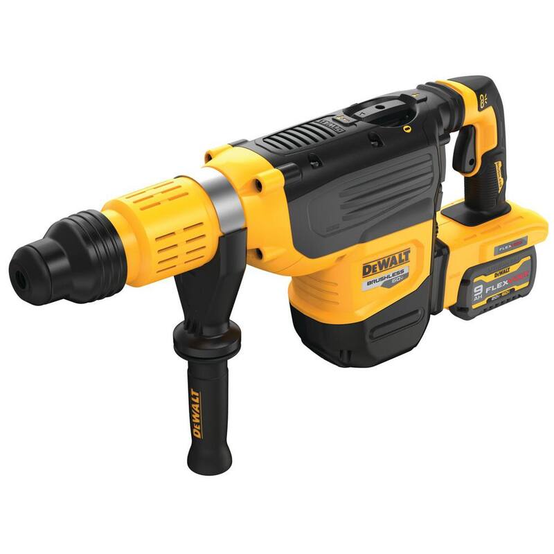 Martillo rotativo SDS MAX inalámbrico sin escobillas DEWALT 60V FLEXVOLT de 2 pulgadas, kit con (2) baterías de 9.0Ah, cargador y estuche - DCH775X2