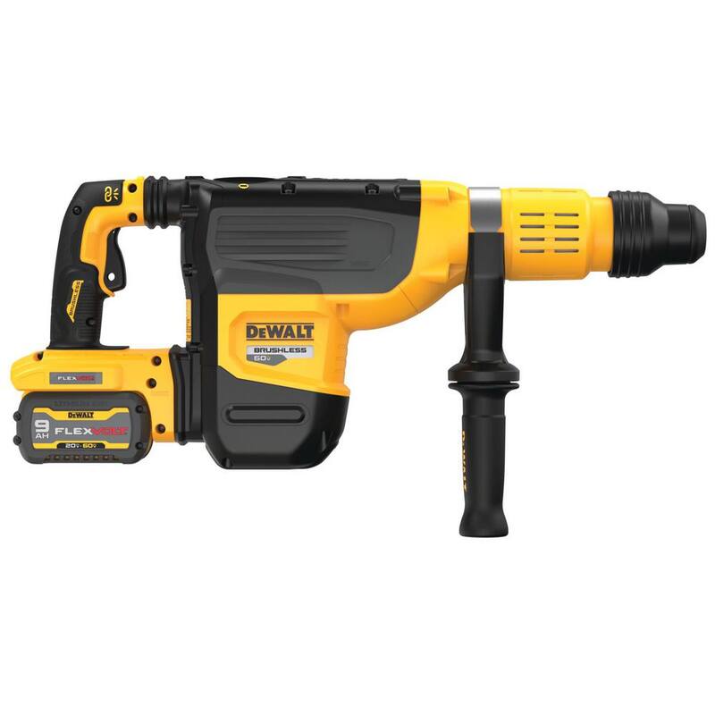 Martillo rotativo SDS MAX inalámbrico sin escobillas DEWALT 60V FLEXVOLT de 2 pulgadas, kit con (2) baterías de 9.0Ah, cargador y estuche - DCH775X2