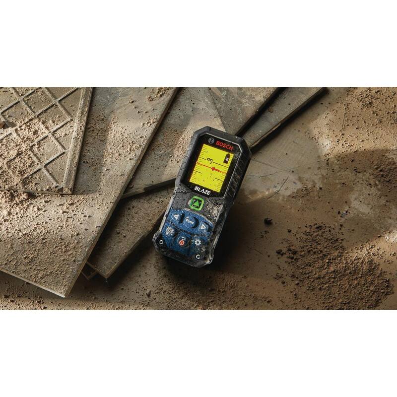 Bosch BLAZE 165 ft. Medidor de distancia láser verde con cinta métrica de doble potencia, Bluetooth y redondeo de medidas - GLM165-27CG