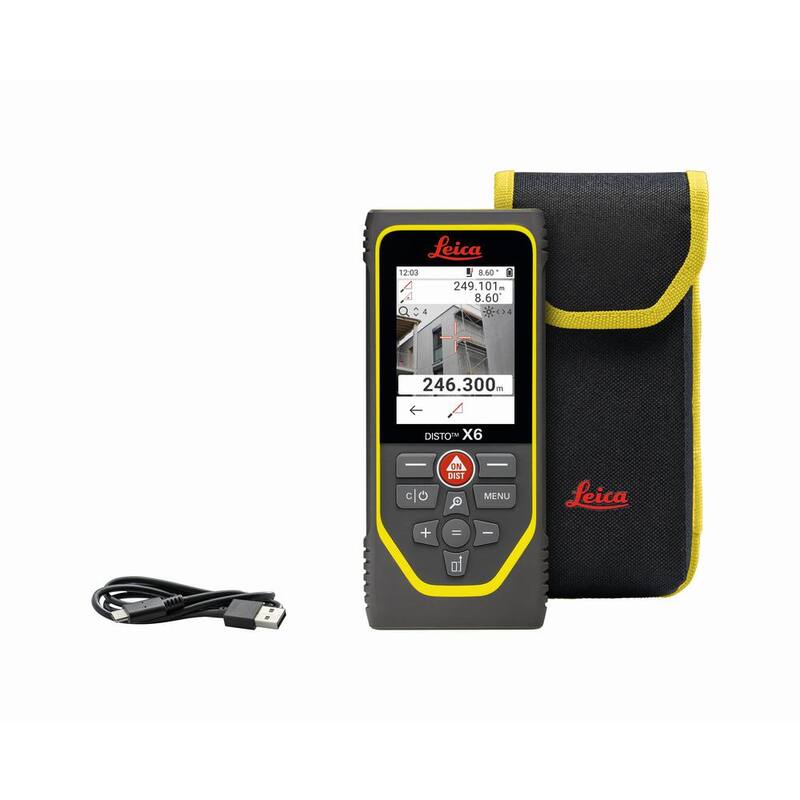 Herramienta de medición de cinta láser de alcance de 800 pies con tecnología P2P - Paquete Disto X6 de Leica