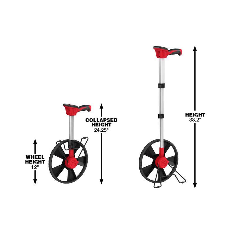 Rueda de Medición Digital de 12 pulgadas de Milwaukee con cinta métrica magnética compacta de 25 pies x 1 pulgada con alcance de 15 pies - 48-22-5112-48-22-0325