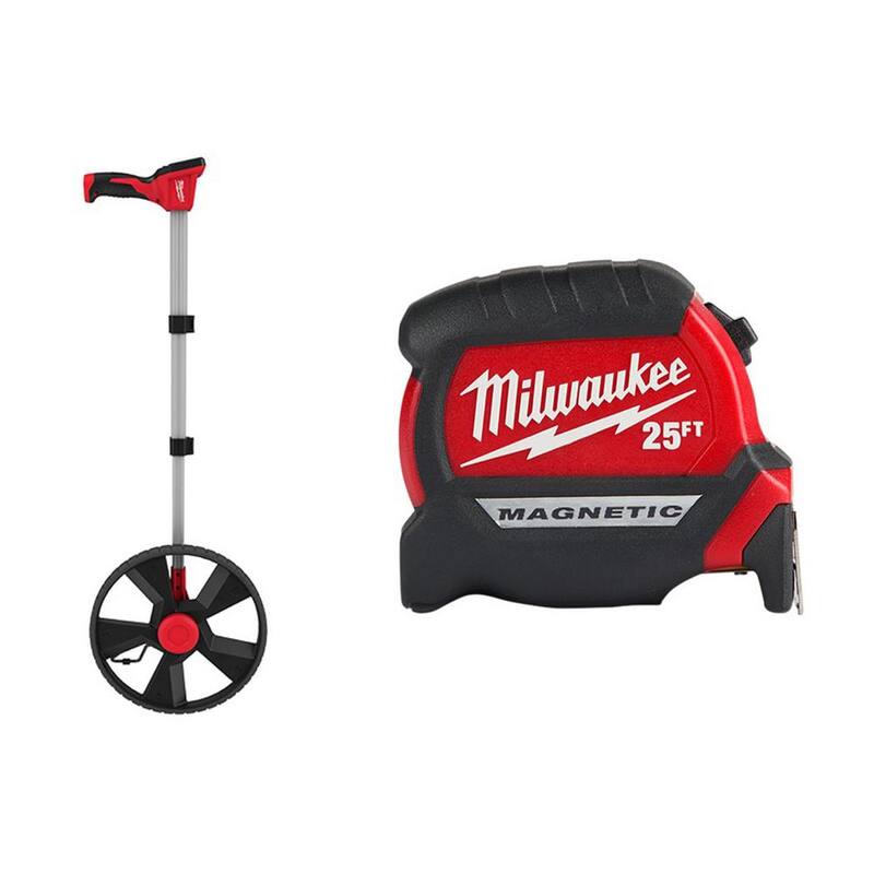 Rueda de Medición Digital de 12 pulgadas de Milwaukee con cinta métrica magnética compacta de 25 pies x 1 pulgada con alcance de 15 pies - 48-22-5112-48-22-0325