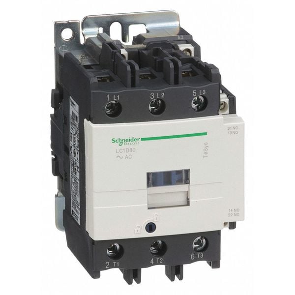 Contactor magnético IEC de Schneider Electric, 3 polos, 120 V CA, 80 A, Reversión: No - LC1D80G7