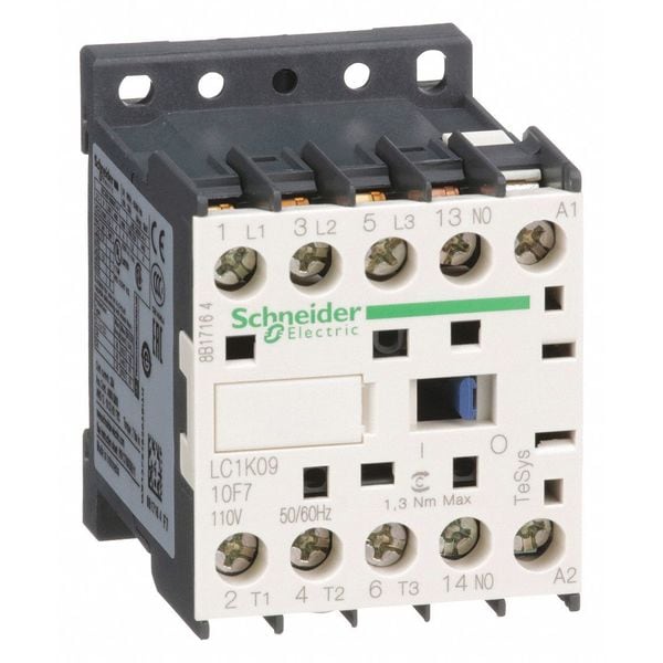 Contactador Magnético Miniatura IEC de Schneider Electric, 3 Polos, 110 V CA, 9 A, Reversión: No - LC1K0910F7