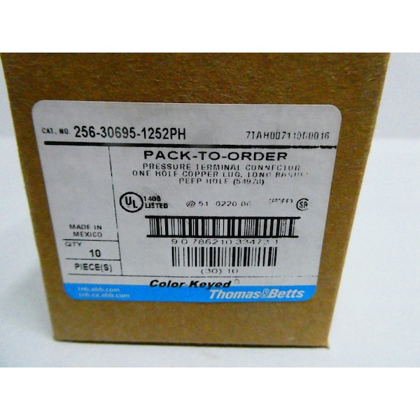 Conector de terminal de presión de un agujero de cobre, paquete de 10 - 256-30695-1252PH