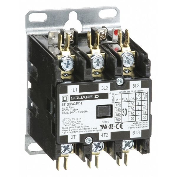 Contacto de propósito definido no inversor de Square D 24VCA 3P 30A, Ancho: 2.5 pulgadas - 8910DPA33V14