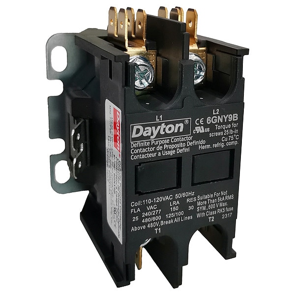 Contactador de Uso Específico No Reversible Dayton 120VAC 2P 25A - 6GNY9