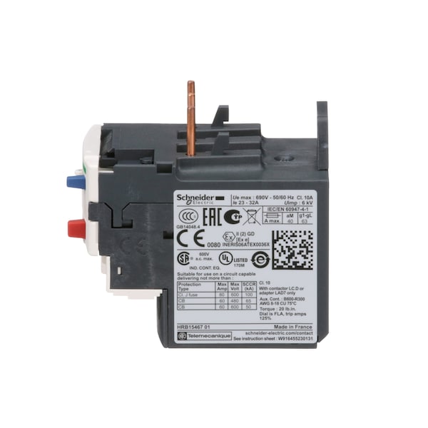 Relevador de Sobrecarga Schneider Electric, 23 a 32A, 3P, Clase 10, 690V - LRD32