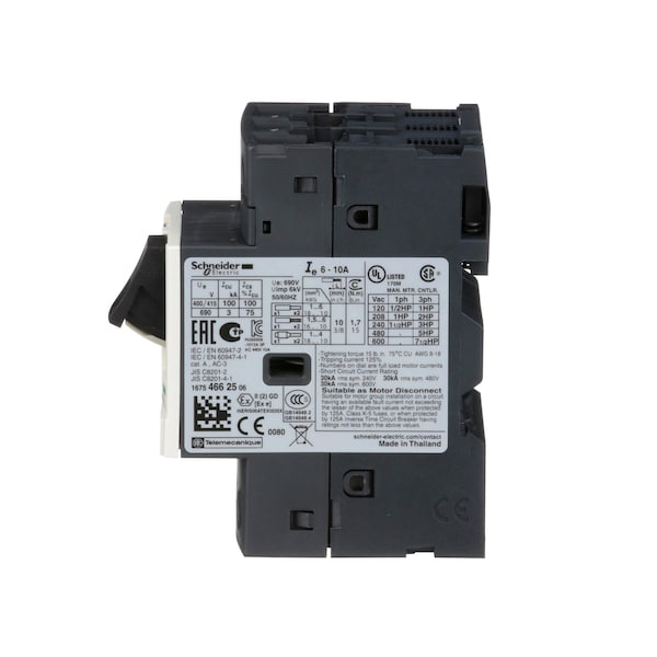 Arrancador manual de motor Schneider Electric, botón, 6-10A, 1P - GV2ME14.