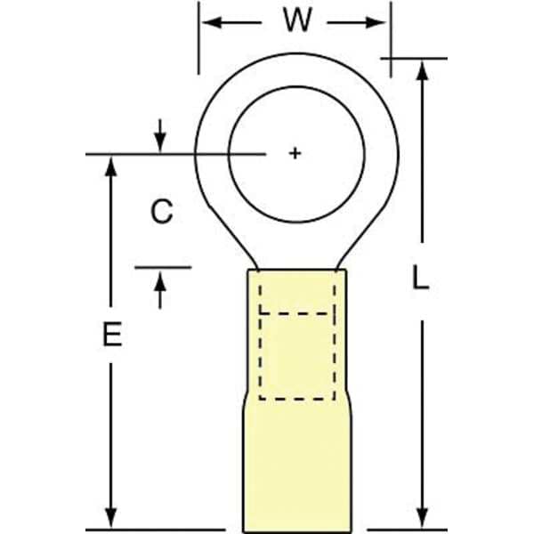 Terminal de Anillo Termocontraíble 12-10 AWG 3/8" Stud PK250 - MH10-38RK de 3M