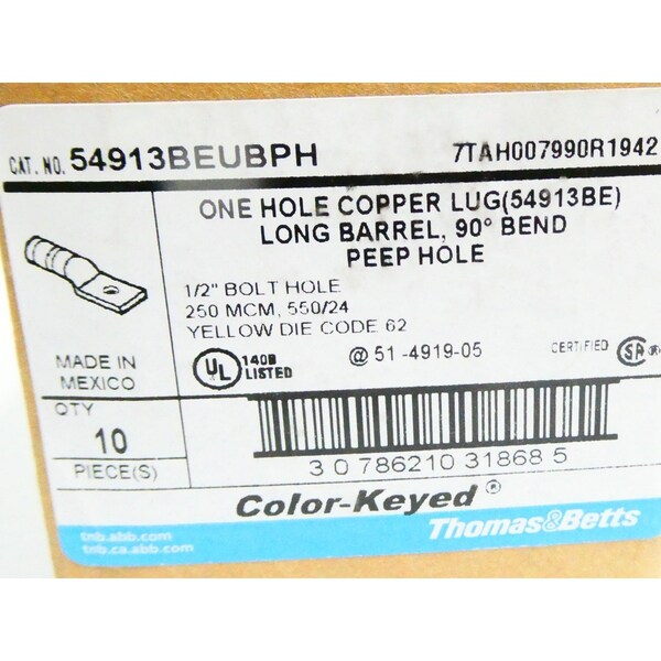 Kit de empalme de cable de terminal de barril largo de un solo agujero y tubo termorretráctil - 54913BEUBPH