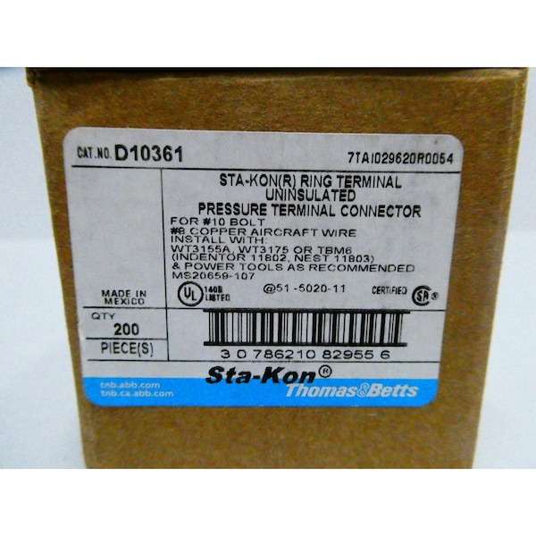 Caja de 200 conectores terminales de presión, paquete de 200 - D10361