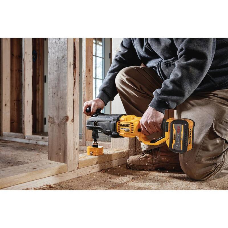 DEWALT FLEXVOLT 60V MAX Taladro inalámbrico con cambio rápido de broca para montantes y vigas, y (1) Batería FLEXVOLT 9.0Ah - DCD471X1