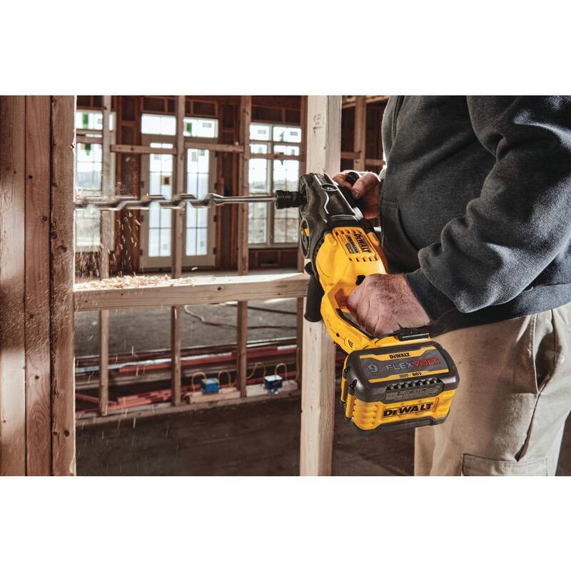 DEWALT FLEXVOLT 60V MAX Taladro inalámbrico con cambio rápido de broca para montantes y vigas, y (1) Batería FLEXVOLT 9.0Ah - DCD471X1