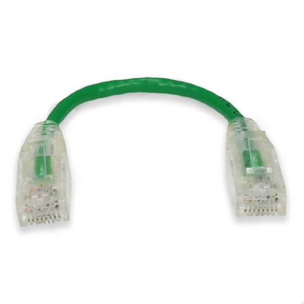 Adaptador 6IN RJ-45 MACHO A RJ-45 MACHO CAT6 RECTO VERDE DELGADO UTP COBRE PVC P - ADD-0-5FSLCAT6-GN