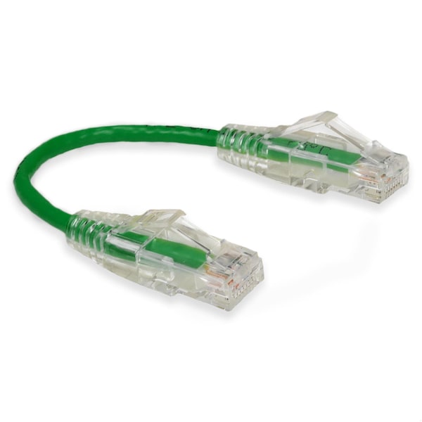 Adaptador 6IN RJ-45 MACHO A RJ-45 MACHO CAT6 RECTO VERDE DELGADO UTP COBRE PVC P - ADD-0-5FSLCAT6-GN