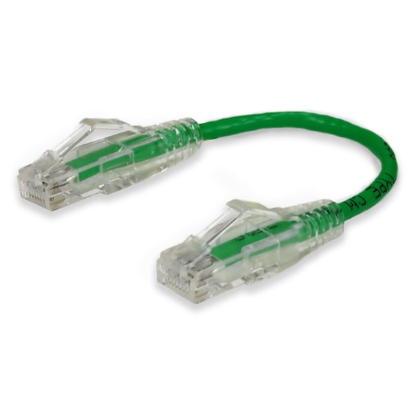 Adaptador 6IN RJ-45 MACHO A RJ-45 MACHO CAT6 RECTO VERDE DELGADO UTP COBRE PVC P - ADD-0-5FSLCAT6-GN
