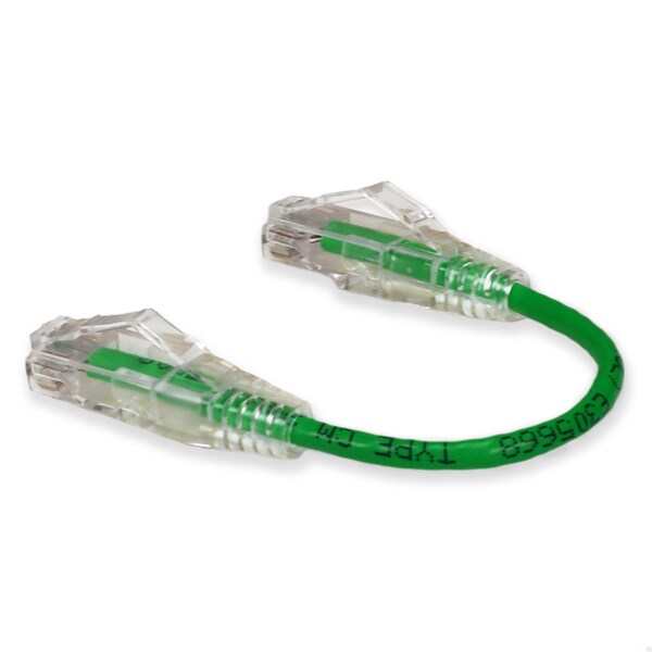 Adaptador 6IN RJ-45 MACHO A RJ-45 MACHO CAT6 RECTO VERDE DELGADO UTP COBRE PVC P - ADD-0-5FSLCAT6-GN