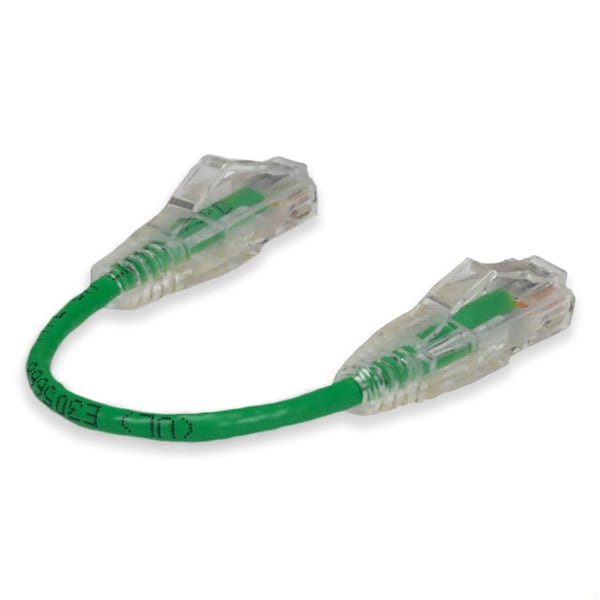 Adaptador 6IN RJ-45 MACHO A RJ-45 MACHO CAT6 RECTO VERDE DELGADO UTP COBRE PVC P - ADD-0-5FSLCAT6-GN