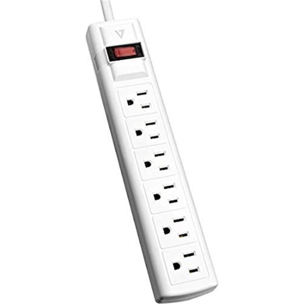 Regleta de protección contra sobretensiones de 8 salidas V7 SA0608W-9N6 de 8 pies y 900 Joules - Blanco