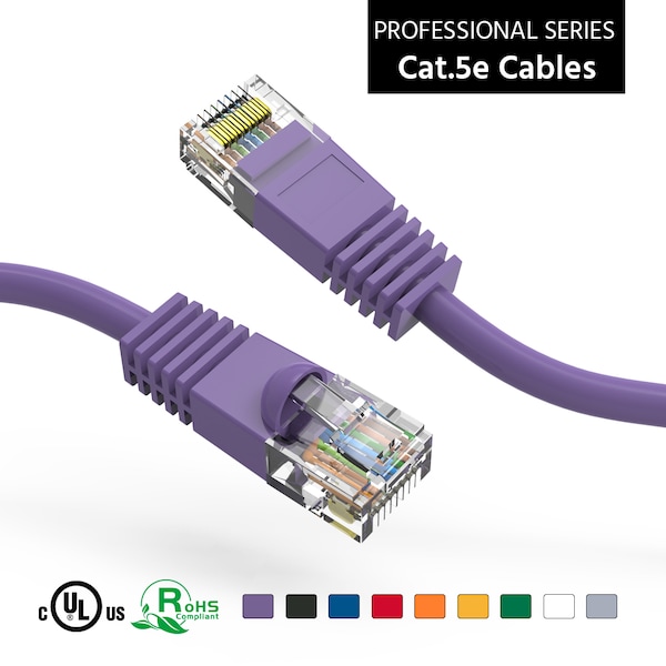 Cable de red Ethernet CAT5E UTP con botas - 40 pies - Morado - 100520PU