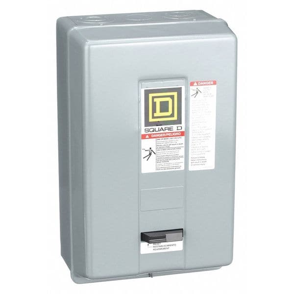 Arrancador magnético para motor sin reversa Square D, calificación NEMA 1, 120V AC, 3 polos, sin contactos auxiliares - 8536SDG1V02S